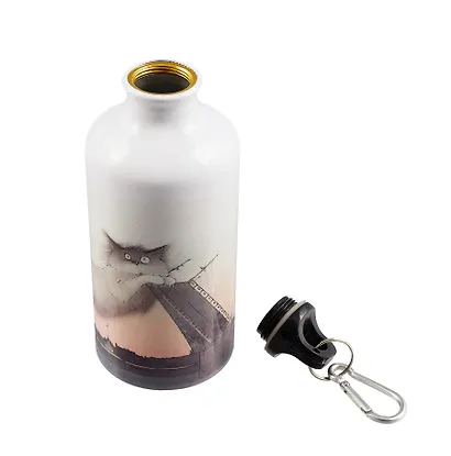 Бутылка с карабином СПб Кот, Дворцовый мост, Ростральные колонны (металл) (500мл) - фото 5