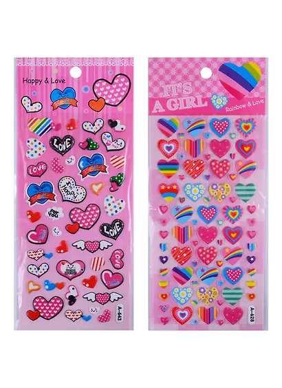 Стикеры зефирные Сердца микс A628-A643 - фото 2