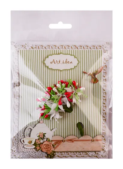 Букетики 10 стеблей, с розовыми и белыми бусинками (готовые на подложке) - фото 1