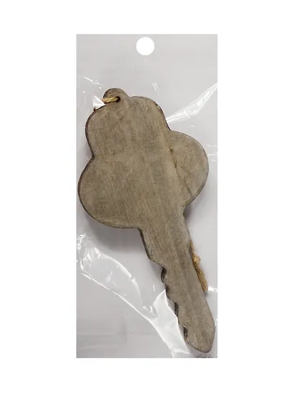Заготовка из дерева, на веревке с бусиной, ключ, 1 шт, 15*7 см, серый (11-00410-15-2189) - фото 1