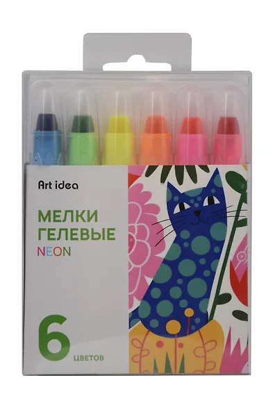Мелки гелевые 06цв "ColorBoom" неоновые цвета, выкручивающиеся, PVC-уп., Art idea - фото 1
