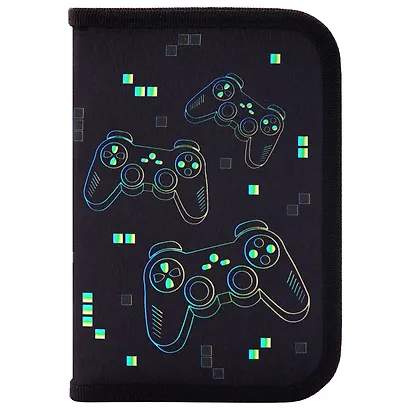 Пенал 1отд. "Pixel gamepad" с наполнением, 21*14см, 1 отк. планка, 24 предмета - фото 1