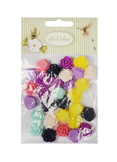 Цветочки пластиковые, 1.3 см, 30 шт/пакет, сиреневый микс (11-08631-6) - фото 1