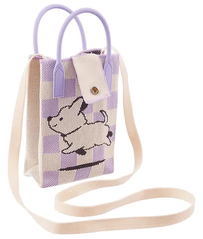 Сумочка вязаная с застежкой Собачка (клетка) (12х18х6) (текстиль) - фото 3