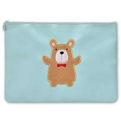 Папка для документов, Феникс+, А4 "МИШКА ГОЛУБОЙ" 1 отделение, полиуретан и хлопчатобумажная ткань, на молнии, пэт-пакет - фото 1