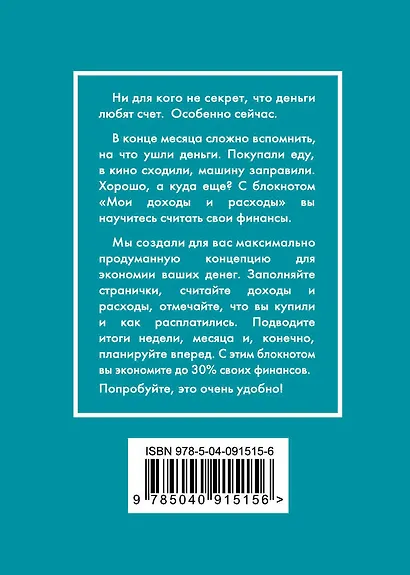 Блокнот «CashBook. Мои доходы и расходы», 88 листов, бирюзовый - фото 4