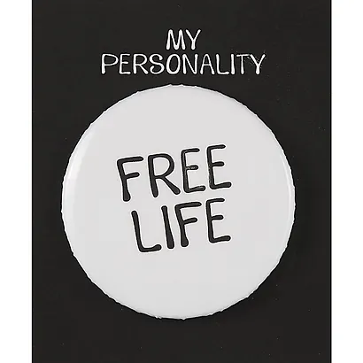 Значок круглый Free Life (белый) (металл) (38мм) - фото 1