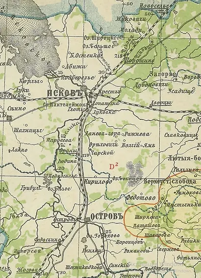 Карта-ретро Псковской губернии, состояние на 1898 г., в картонном тубусе с подвесом - фото 2