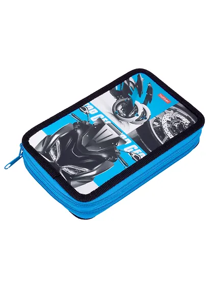 Пенал 2отд. "Мото" 190*110мм, молния, металлиз.картон, выб.лак, таблица умножения, инд.уп. - фото 1