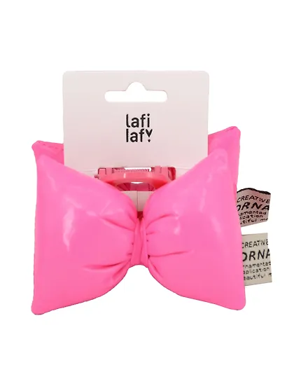 Заколка-крабик дутая Бантик (фуксия, металлик) (PU) (12см) (12-2025093-11) (Lafilaf) - фото 1