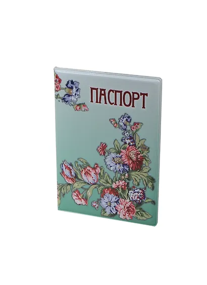 Обложка на паспорт Цветы на зеленом фоне (RU0000042) - фото 1
