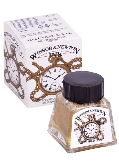 Тушь художественная Winsor&Newton, 14 мл, золотая - фото 1