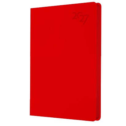 Ежедневник дат. 2027г. А5 176л "Soft Touch" пламенный красный, иск.кожа, интегр.переплет, тонир.блок, скругл.углы, ляссе, инд.уп - фото 1