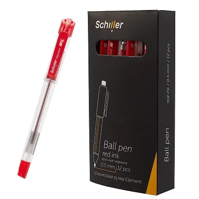 Ручки шариковые красные 12 штук "Element" 0,5 мм, Schiller - фото 5