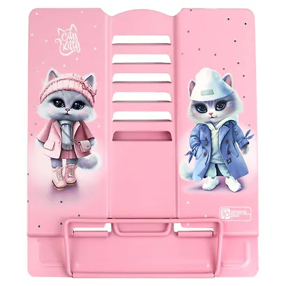 Подставка для книг/учебников "ГОРОДСКИЕ КОШЕЧКИ" 19х20х15,5см, розовая, металл - фото 6