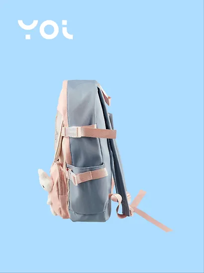 Рюкзак "Зайка" 42*27*15см, сине-розовый, с игрушкой - фото 3