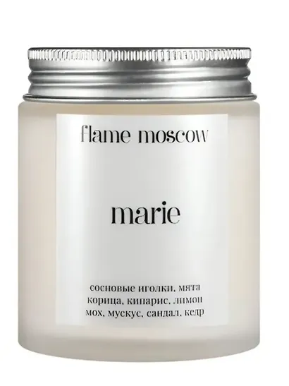 Свеча ароматическая Marie (Сосновая хвоя,Мята,Кипарис,Лимон,Мох,Мускус,Сандаловое дерево,Кедр) (110мл) (flame-MC004) - фото 1