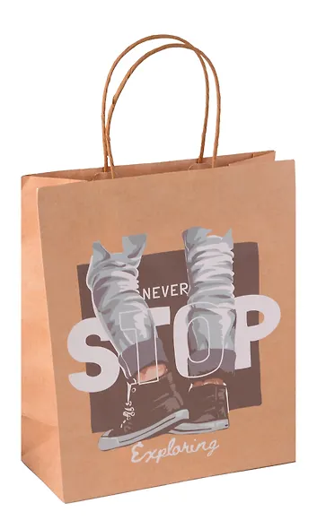 Пакет А4 26*32*12.5 "Never stop" нейтр., бум.мат. - фото 1