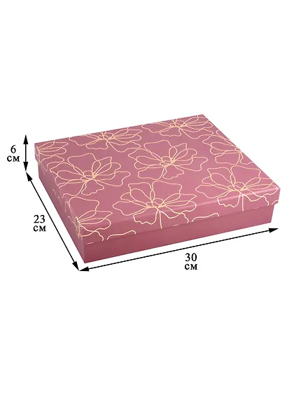 Коробка подарочная "Золотые цветы" 23*30*6см, картон - фото 2