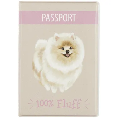 Обложка для паспорта 100% Fluff (шпиц) (ПВХ бокс) (ОП2021-249) - фото 1