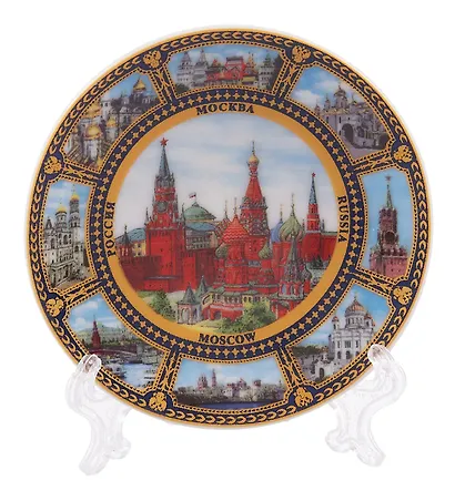 Магнит-тарелка Москва с подставкой (D7 К8) (фарфор) (026-7K8-20) - фото 4
