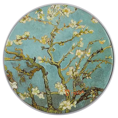 Шкатулка круглая Ван Гог Ветка миндаля (металл) (7,5см) - фото 3