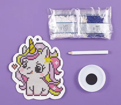 Алмазная фигурка с магнитом и ленточкой "Розовый единорог" - фото 2