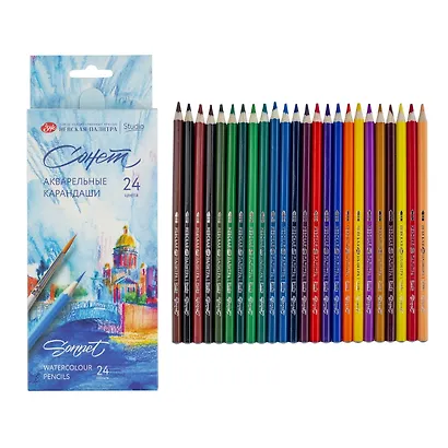 Карандаши акварельные 24цв "Сонет" к/к, ЗХК - фото 3