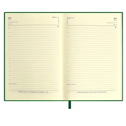 Ежедневник недат. А5 160л "Шеврет экстра" зеленый, иск.кожа, мягкий переплет, блинт.тиснение, офсет, ляссе - фото 9