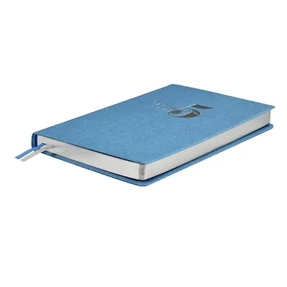 Ежедневник недат. А5 160л "5 шагов к счастью" Мотивационный, голубой, иск.кожа "джинс", тв.переплет, тисн.фольгой, офсет, ляссе - фото 4