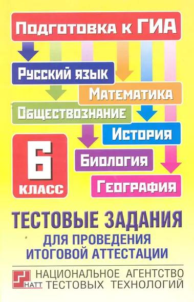 Тестовые задания для проведения итоговой аттестации: русский язык, математика, биология, география, история, обществознание: подготовка к ГИА: 6-й кл. - фото 1