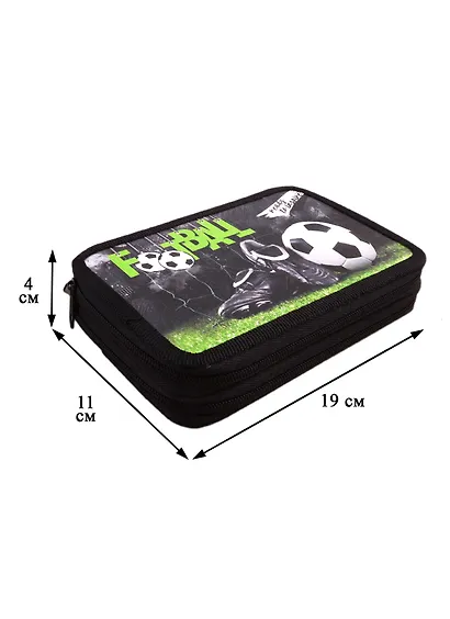 Пенал 2отд. Футбол 19*11, молния, лам.картон, Оникс - фото 2