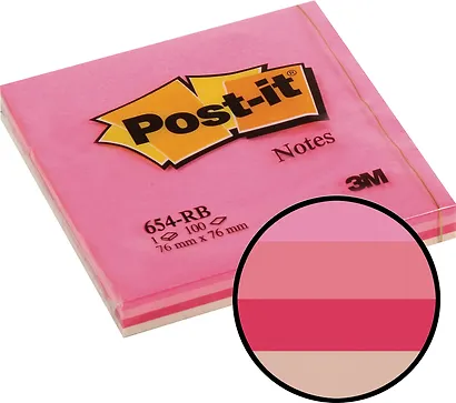 Блок бумаги 76*76 самоклеящийся Post-it 100л, "Клубничная Радуга", 3M - фото 1