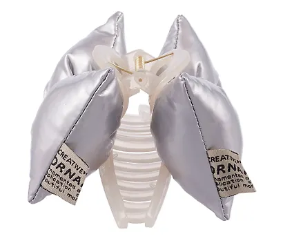 Заколка-крабик дутая Бантик (серебро, металлик) (PU) (12см) (12-2025093-12) (Lafilaf) - фото 4