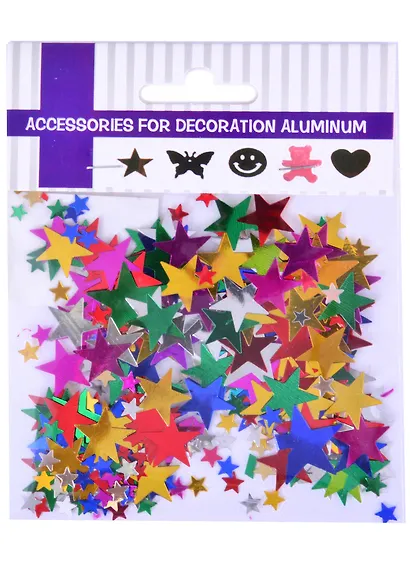 Пайетки в пакете (10 гр) звёзды микс  цветов (11-00815-8) - фото 1