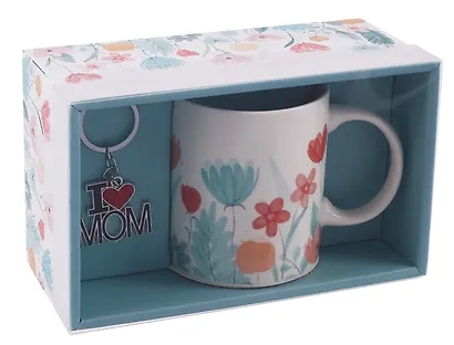 Подарочный набор Кружка и брелок-I love Mom Цветы (коробка) (керамика) (12-topsun-202409-06) - фото 6