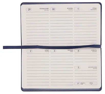 Планинг дат. 2026г. 64л "SOFT TOUCH" ночной синий, карманный, интегр.переплет, иск.кожа, тонир.блок, термотиснение, скругл.углы, запечат.торец, ляссе - фото 3