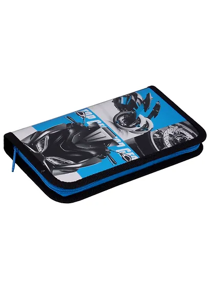 Пенал 1отд. "Мото" 190*115мм, молния, металлиз.картон, выб.лак, таблица умножения, инд.уп. - фото 1