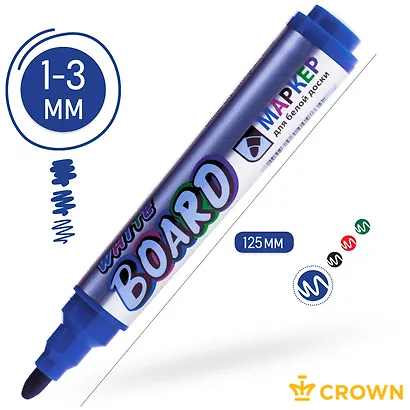 Маркер для досок Crown, Multi Board Comfort, синий 3 мм - фото 4