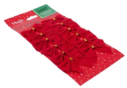 Украшение елочное Бантики (полиэстер) (12 штук) (5х5) - фото 2