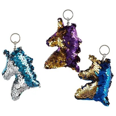 Брелок с пайетками Голова единорога (текстиль) - фото 4