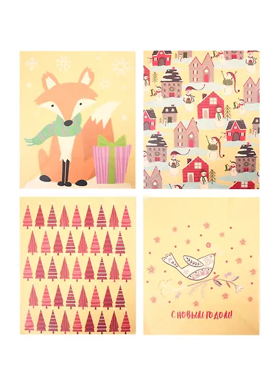 Пакет А5 20х24х11.5см Новый год, крафт, ассорти - фото 4