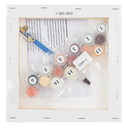 Холст с красками по номерам в коробке "Малыши-животные". Красочный шпиц 20х20, 16 цветов. - фото 3