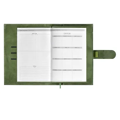 Ежедневник-органайзер недат. А6+ 80л 126х174 "Тиволи глосс" оливковый, иск.кожа, интегр.переплет, иснение фольгой, магнит.клапан , офсет, ляссе - фото 7