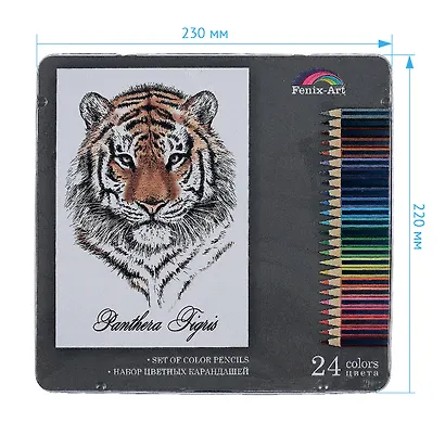 Карандаши цветные Феникс+, "Тигр", 24 цвета - фото 6