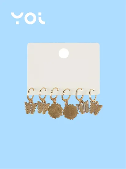 Набор сережек Yoi, "Бабочки и цветки", 2,5 см, 3 штуки - фото 2