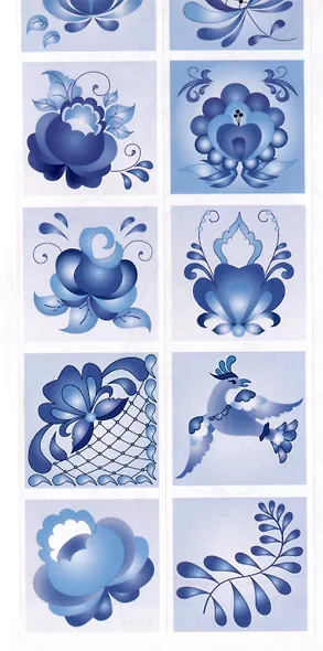 Гжельская роспись. Раскраска с наклейками - фото 6