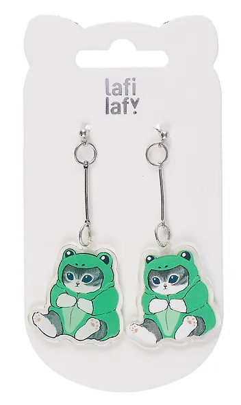 Сережки Kawaii Котик кигуруми (лягушка)  (акрил) (12-00626-EA09) (Lafilaf) - фото 2