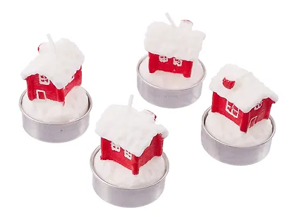 Новогодний набор свечей Домики (4 штуки) (9,5х9,5х6) - фото 2