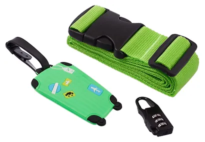 Travel набор Бирка, замочек и ремень для багажа (зеленый) (12-travel22-B3) - фото 4